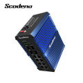 Scodeno IP50 DIN-Rail Industrial Network Switch 4 SFP 8 Port Gigabit Ethernet Switch Outdoor LAN Switch